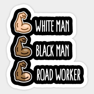 White man black man road worker paving emoticon (light design) Sticker